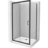 Mexen Apia cabine de douche coulissante 100 x 90 cm, transparente, noire + receveur Flat, blanc- 840-100-090-70-00-4010B