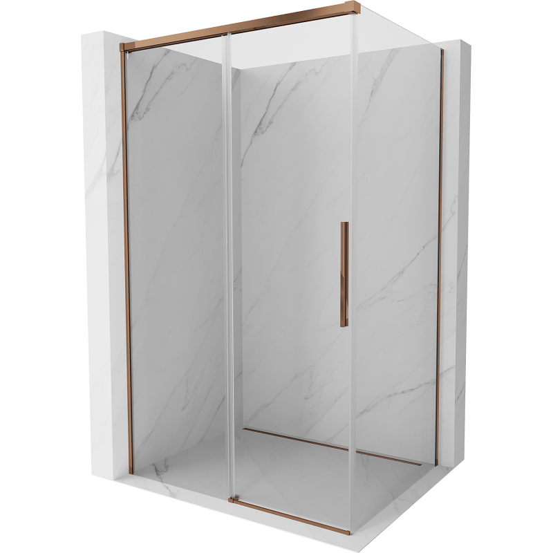 Mexen Rox cabine de douche coulissante 130 x 100 cm, transparent, or rose - 8C2-130-100-60-00