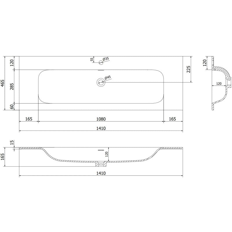 Mexen Orio meuble de salle de bains 140 cm avec lavabo Vela, 1 tiroir, graphite mat/blanc mat - 91A10-14023-1-BF66-W23M01