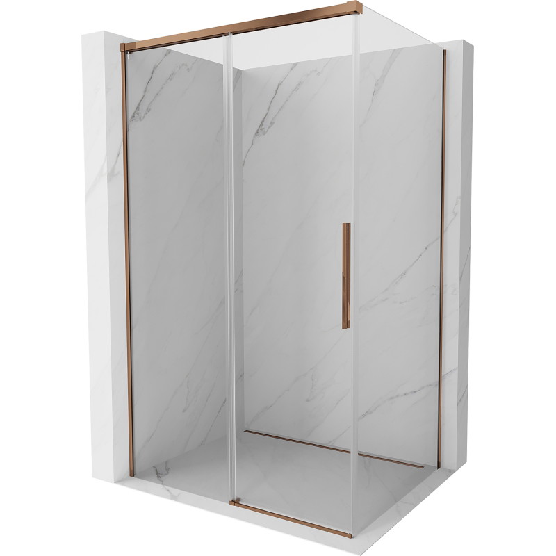 Mexen Rox cabine de douche coulissante 140 x 110 cm, transparent, or rose - 8C2-140-110-60-00