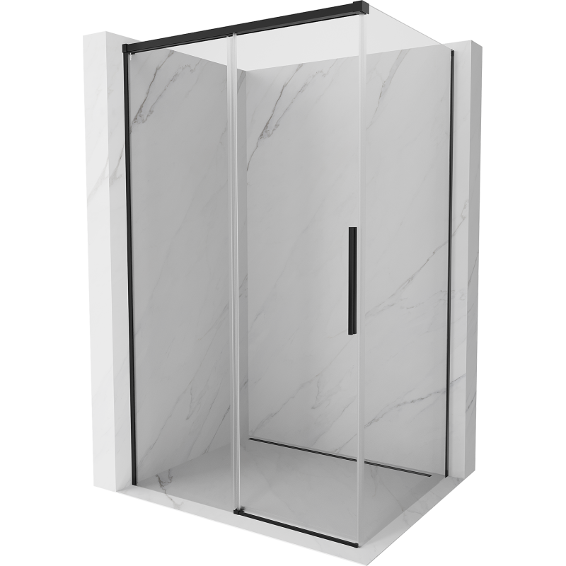 Mexen Rox cabine de douche coulissante 140 x 85 cm, transparente, noire - 8C2-140-085-70-00