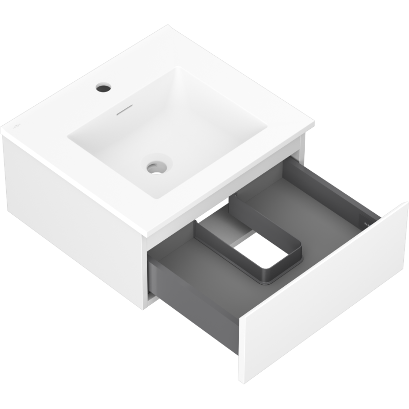 Mexen Orio armoire de salle de bains 50 cm avec lavabo Otis, 1 tiroir, blanc mat - 91A10-05023-1-BF01-W18M01