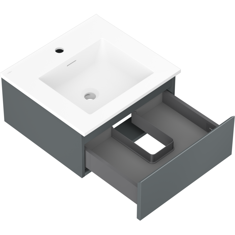 Mexen Orio armoire de salle de bain 50 cm avec lavabo Otis, 1 tiroir, graphite mat/blanc mat - 91A10-05023-1-BF66-W18M01