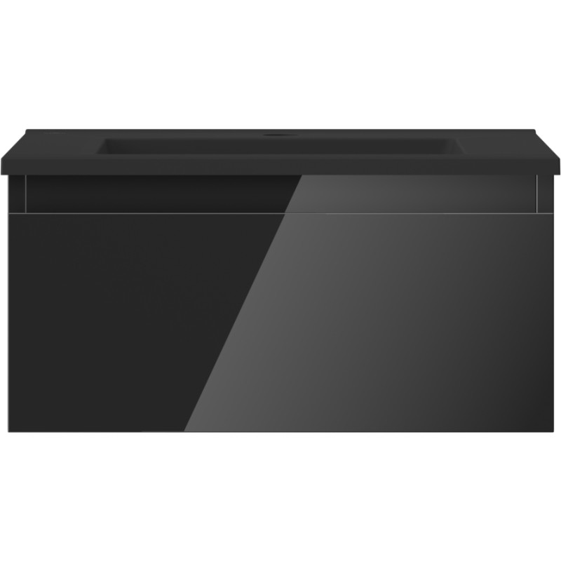 Mexen Orio armoire de salle de bains 50 cm avec lavabo Otis, 1 tiroir, noir brillant/noir mat - 91A10-05023-1-BF70-W18M71