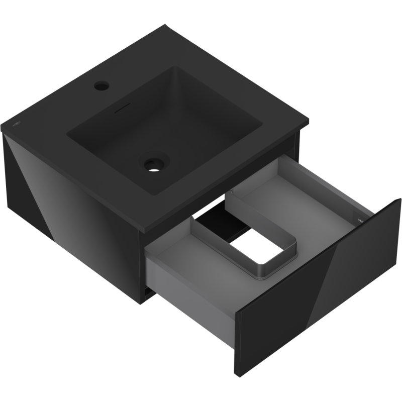 Mexen Orio armoire de salle de bain 50 cm avec lavabo Otis, 1 tiroir, noir brillant/noir mat - 91A10-05023-1-BF70-W18M71