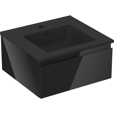 Mexen Orio meuble de salle de bains 50 cm avec lavabo Otis, 1 tiroir, noir brillant/noir mat - 91A10-05023-1-BF70-W18M71