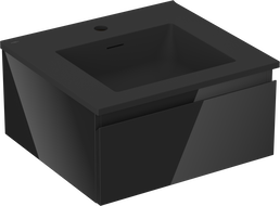 Mexen Orio meuble de salle de bains 50 cm avec lavabo Otis, 1 tiroir, noir brillant/noir mat - 91A10-05023-1-BF70-W18M71