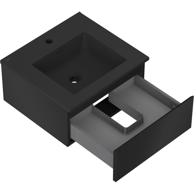 Mexen Orio armoire de salle de bain 50 cm avec lavabo Otis, 1 tiroir, noir mat - 91A10-05023-1-BF71-W18M71