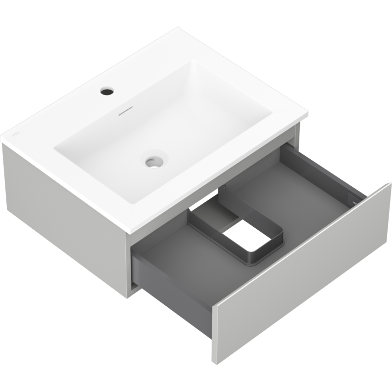 Mexen Orio armoire de salle de bain 60 cm avec lavabo Otis, 1 tiroir, gris mat/blanc mat - 91A10-06023-1-BF62-W18M01