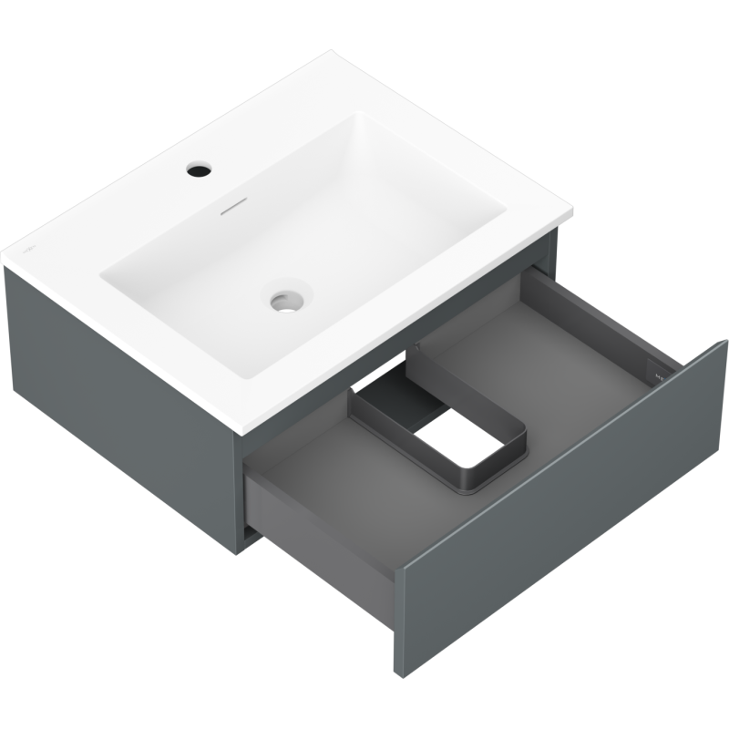 Mexen Orio meuble de salle de bain 60 cm avec lavabo Otis, 1 tiroir, graphite mat/blanc mat - 91A10-06023-1-BF66-W18M01