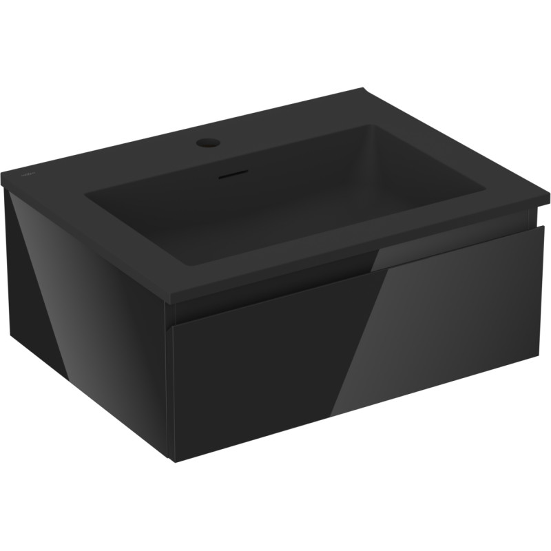 Mexen Orio armoire de salle de bain 60 cm avec lavabo Otis, 1 tiroir, noir brillant/noir mat - 91A10-06023-1-BF70-W18M71