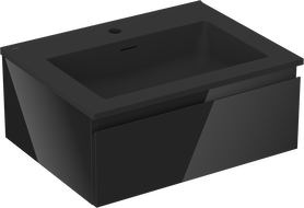 Mexen Orio armoire de salle de bain 60 cm avec lavabo Otis, 1 tiroir, noir brillant/noir mat - 91A10-06023-1-BF70-W18M71