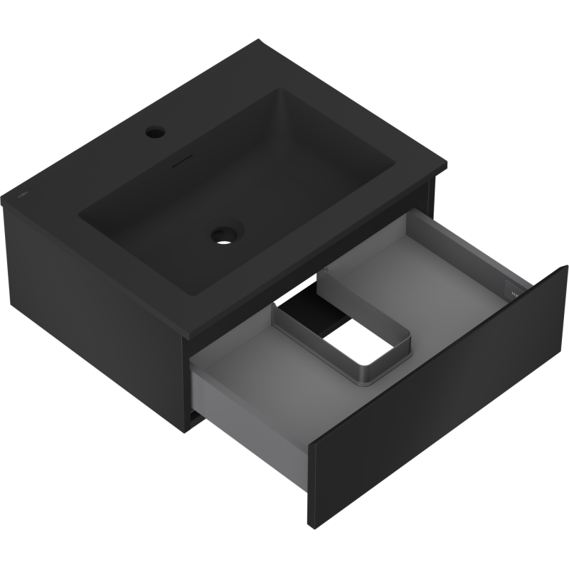 Mexen Orio armoire de salle de bain 60 cm avec lavabo Otis, 1 tiroir, noir mat - 91A10-06023-1-BF71-W18M71
