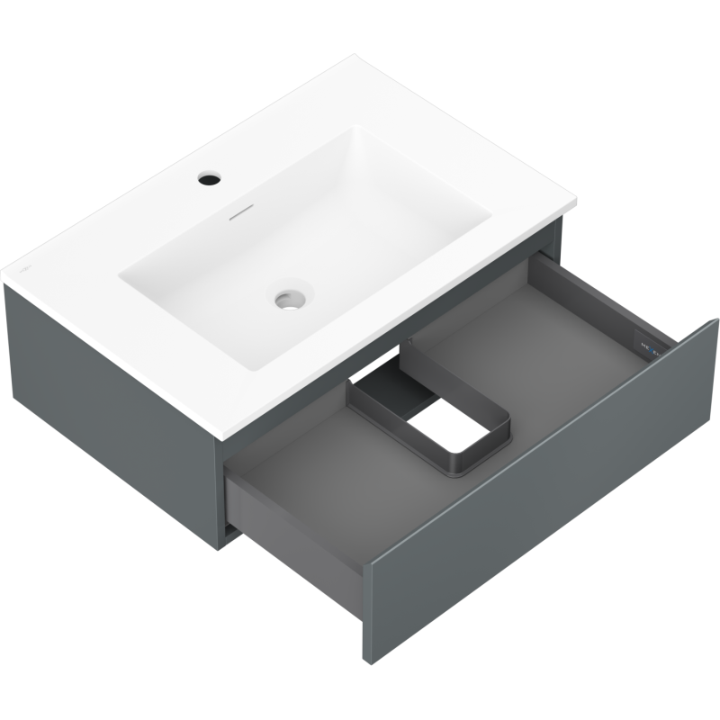 Mexen Orio meuble de salle de bain 70 cm avec lavabo Otis, 1 tiroir, graphite mat/blanc mat - 91A10-07023-1-BF66-W18M01