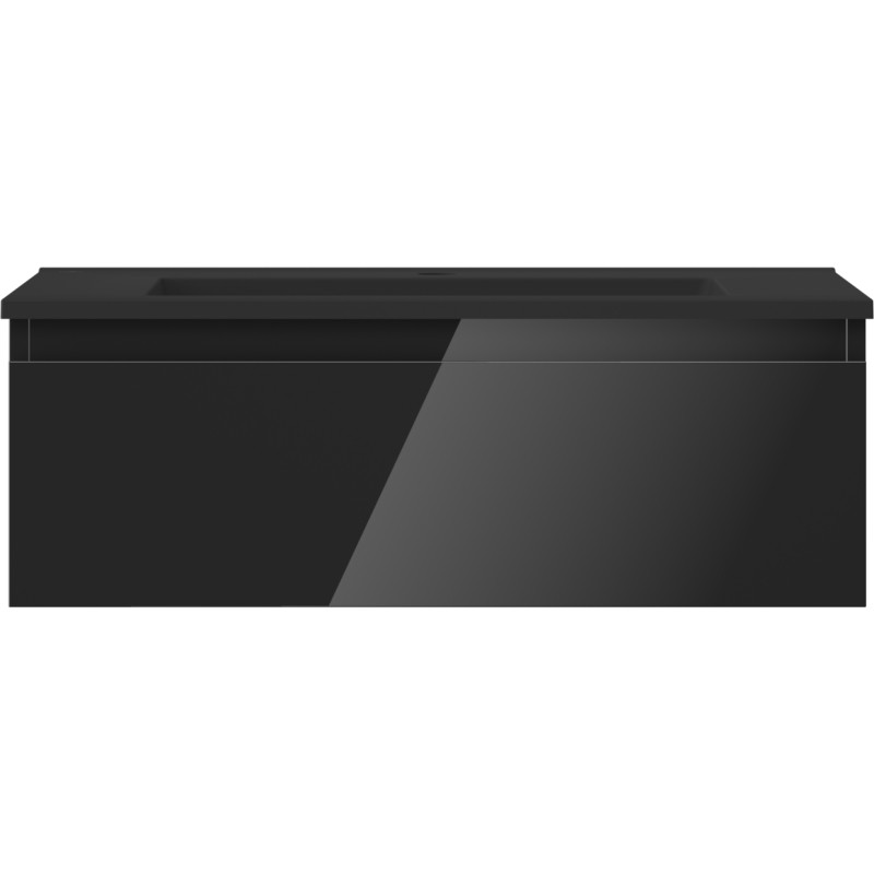 Mexen Orio armoire de salle de bain 70 cm avec lavabo Otis, 1 tiroir, noir brillant/noir mat - 91A10-07023-1-BF70-W18M71