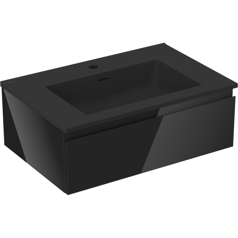 Mexen Orio armoire de salle de bain 70 cm avec lavabo Otis, 1 tiroir, brillant noir/mat noir - 91A10-07023-1-BF70-W18M71