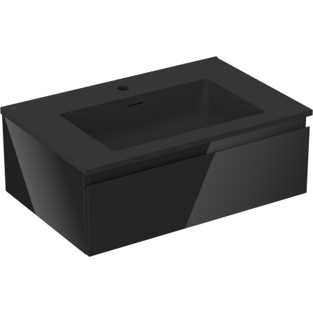Mexen Orio armoire de salle de bain 70 cm avec lavabo Otis, 1 tiroir, brillant noir/mat noir - 91A10-07023-1-BF70-W18M71