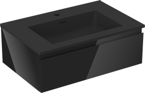Mexen Orio meuble de salle de bains 70 cm avec lavabo Otis, 1 tiroir, noir brillant/noir mat - 91A10-07023-1-BF70-W18M71