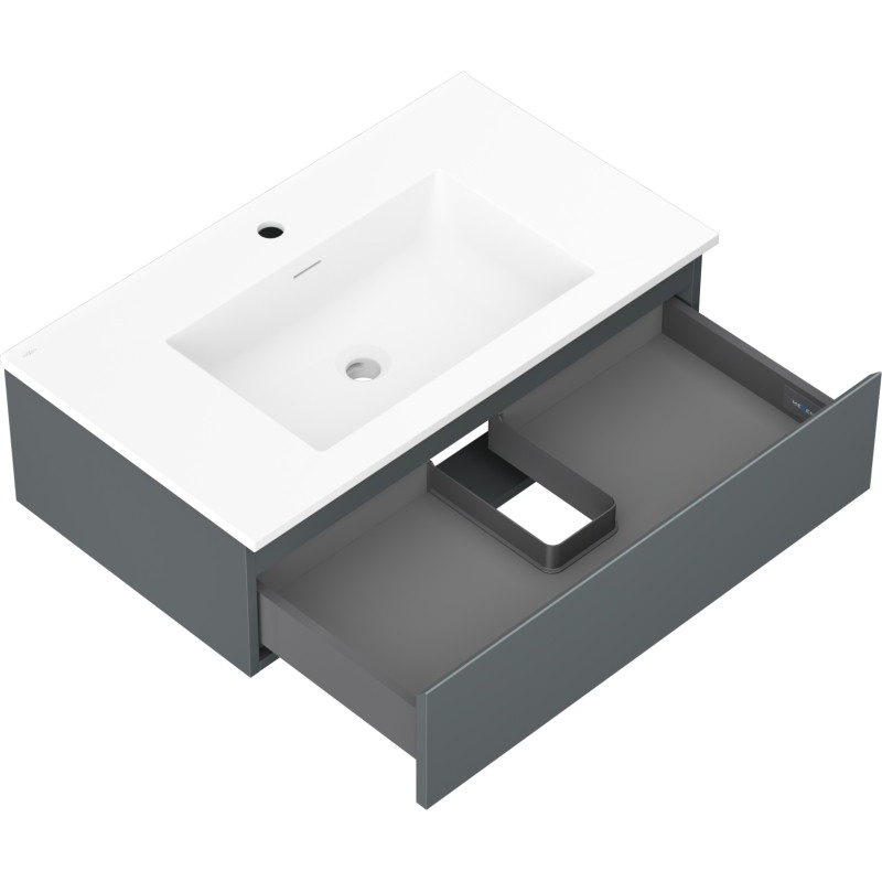 Mexen Orio meuble de salle de bain 80 cm avec lavabo Otis, 1 tiroir, graphite mat/blanc mat - 91A10-08023-1-BF66-W18M01