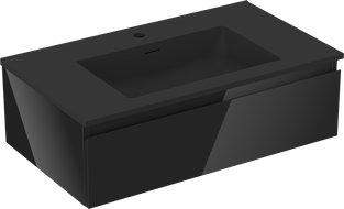 Mexen Orio meuble de salle de bain 80 cm avec lavabo Otis, 1 tiroir, noir brillant/noir mat - 91A10-08023-1-BF70-W18M71