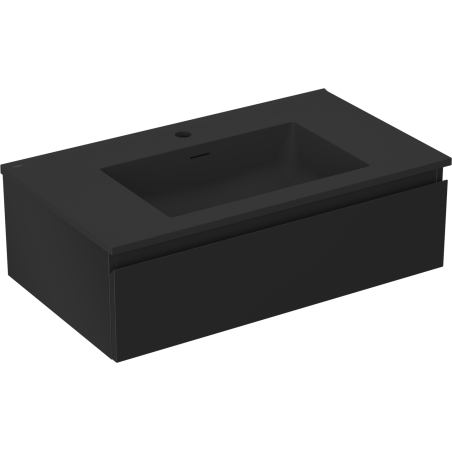 Mexen Orio armoire de salle de bains 80 cm avec lavabo Otis, 1 tiroir, noir mat - 91A10-08023-1-BF71-W18M71
