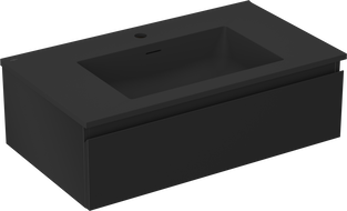 Mexen Orio armoire de salle de bains 80 cm avec lavabo Otis, 1 tiroir, noir mat - 91A10-08023-1-BF71-W18M71