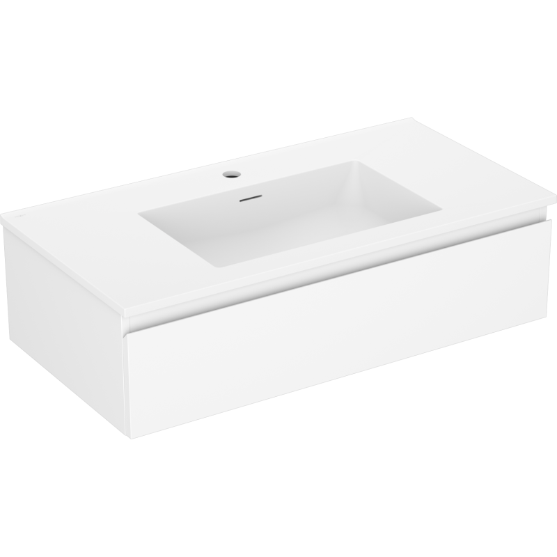 Mexen Orio armoire de salle de bain 90 cm avec lavabo Otis, 1 tiroir, blanc mat - 91A10-09023-1-BF01-W18M01