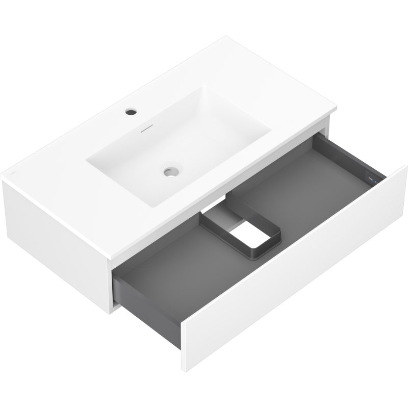 Mexen Orio meuble de salle de bain 90 cm avec lavabo Otis, 1 tiroir, blanc mat - 91A10-09023-1-BF01-W18M01
