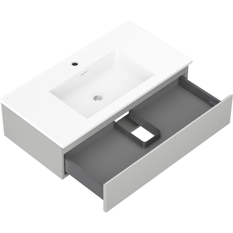 Mexen Orio armoire de salle de bain 90 cm avec lavabo Otis, 1 tiroir, gris mat/blanc mat - 91A10-09023-1-BF62-W18M01