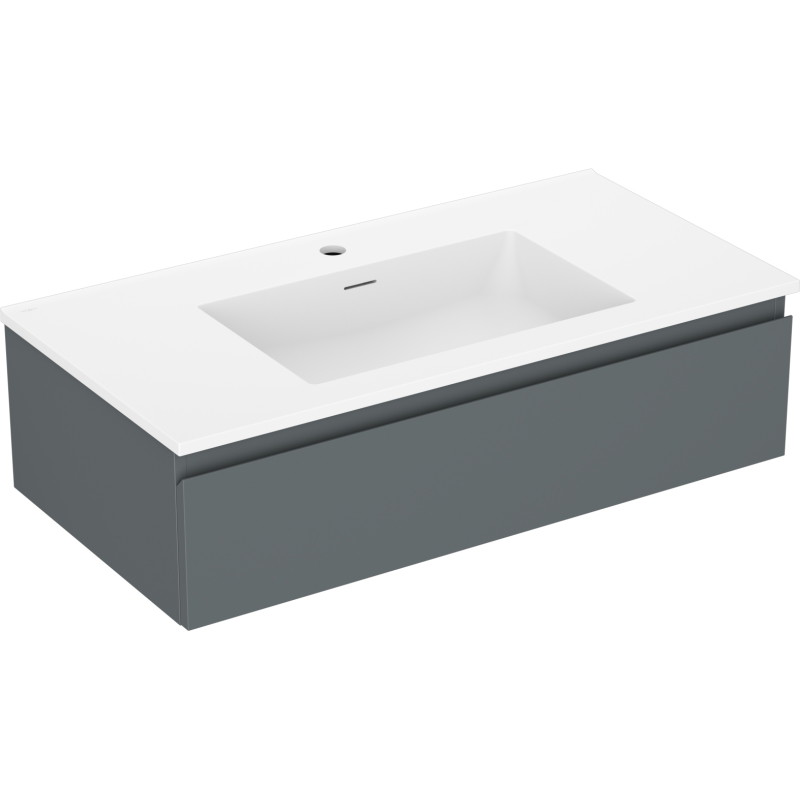 Mexen Orio armoire de salle de bain 90 cm avec lavabo Otis, 1 tiroir, graphite mat/blanc mat - 91A10-09023-1-BF66-W18M01