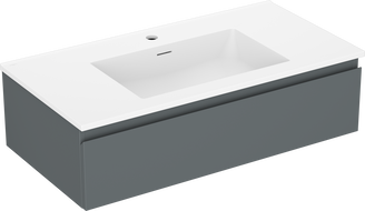 Mexen Orio armoire de salle de bain 90 cm avec lavabo Otis, 1 tiroir, graphite mat/blanc mat - 91A10-09023-1-BF66-W18M01