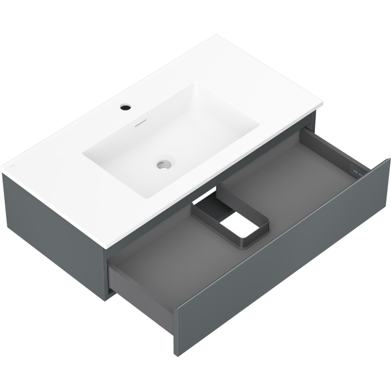 Mexen Orio meuble de salle de bains 90 cm avec lavabo Otis, 1 tiroir, graphite mat/blanc mat - 91A10-09023-1-BF66-W18M01