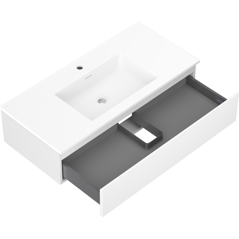Mexen Orio meuble de salle de bain 100 cm avec lavabo Otis, 1 tiroir, blanc mat - 91A10-10023-1-BF01-W18M01