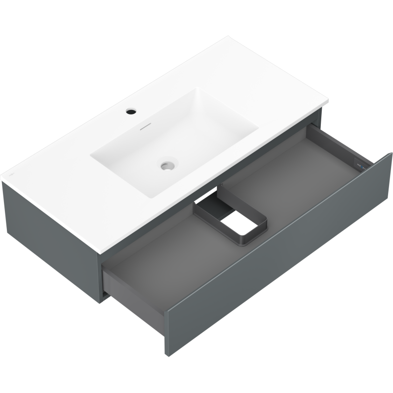 Mexen Orio meuble de salle de bain 100 cm avec lavabo Otis, 1 tiroir, graphite mat/blanc mat - 91A10-10023-1-BF66-W18M01