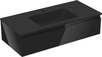 Mexen Orio meuble de salle de bain 100 cm avec lavabo Otis, 1 tiroir, brillant noir/noir mat - 91A10-10023-1-BF70-W18M71