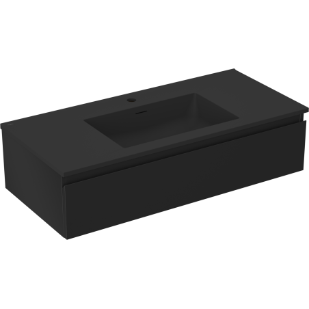 Mexen Orio meuble de salle de bain 100 cm avec lavabo Otis, 1 tiroir, noir mat - 91A10-10023-1-BF71-W18M71