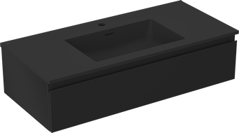 Mexen Orio meuble de salle de bain 100 cm avec lavabo Otis, 1 tiroir, noir mat - 91A10-10023-1-BF71-W18M71