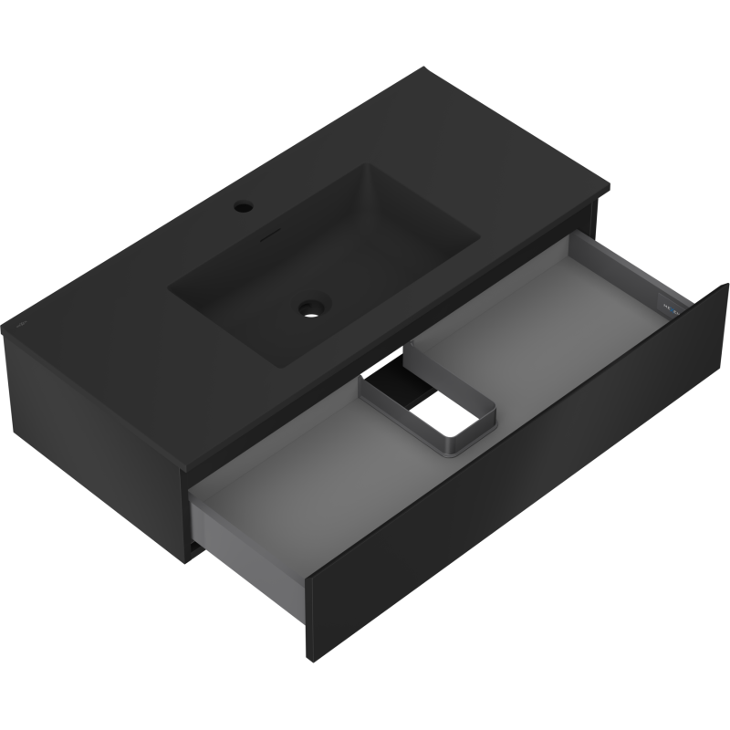 Mexen Orio meuble de salle de bains 100 cm avec lavabo Otis, 1 tiroir, noir mat - 91A10-10023-1-BF71-W18M71