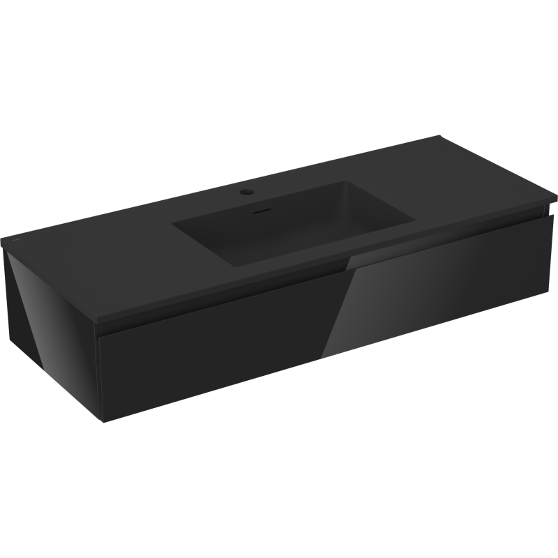 Mexen Orio meuble de salle de bain 120 cm avec lavabo Otis, 1 tiroir, noir brillant/noir mat - 91A10-12023-1-BF70-W18M71