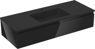 Mexen Orio meuble de salle de bain 120 cm avec lavabo Otis, 1 tiroir, noir brillant/noir mat - 91A10-12023-1-BF70-W18M71