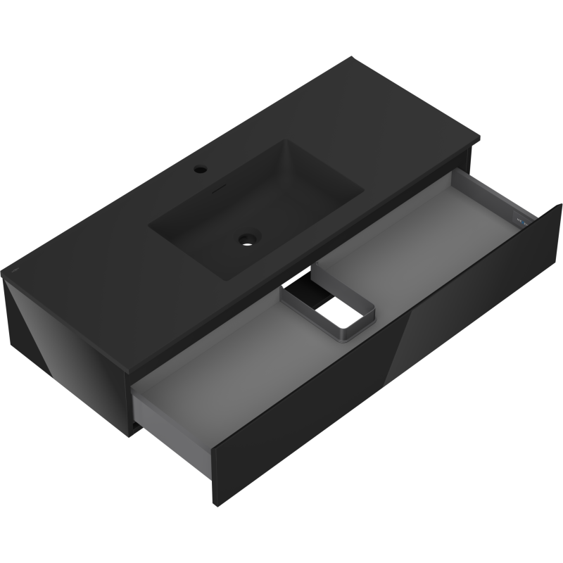 Mexen Orio meuble de salle de bains 120 cm avec lavabo Otis, 1 tiroir, noir brillant/noir mat - 91A10-12023-1-BF70-W18M71