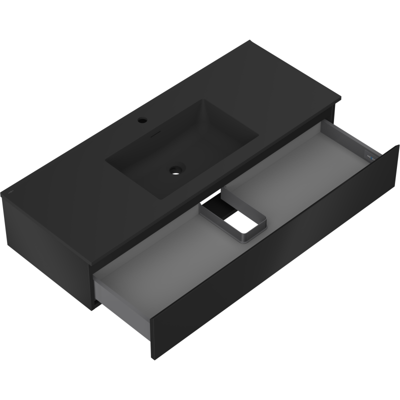 Mexen Orio meuble de salle de bain 120 cm avec lavabo Otis, 1 tiroir, noir mat - 91A10-12023-1-BF71-W18M71