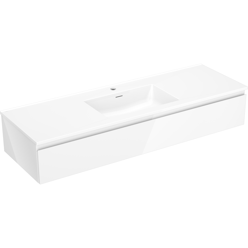 Mexen Orio meuble de salle de bain 140 cm avec lavabo Otis, 1 tiroir, blanc brillant - 91A10-14023-1-BF00-W18M00