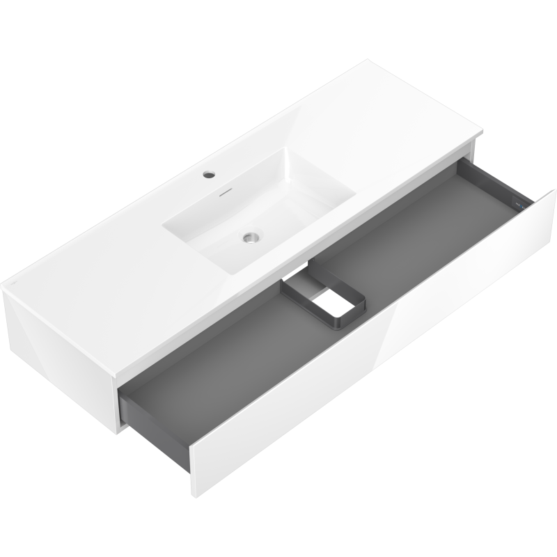 Mexen Orio meuble de salle de bain 140 cm avec lavabo Otis, 1 tiroir, blanc brillant - 91A10-14023-1-BF00-W18M00