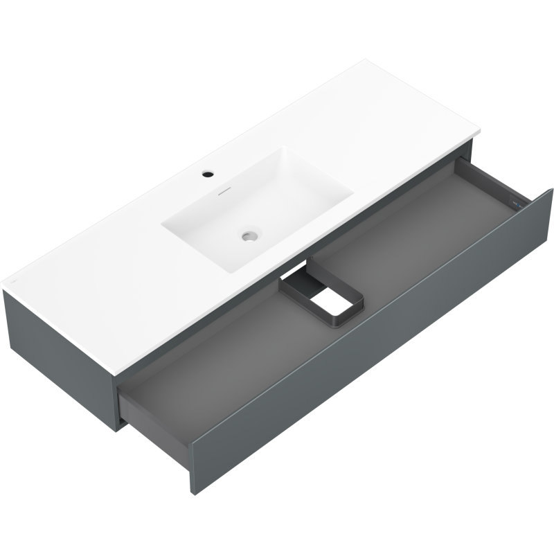 Mexen Orio meuble de salle de bains 140 cm avec lavabo Otis, 1 tiroir, graphite mat/blanc mat - 91A10-14023-1-BF66-W18M01