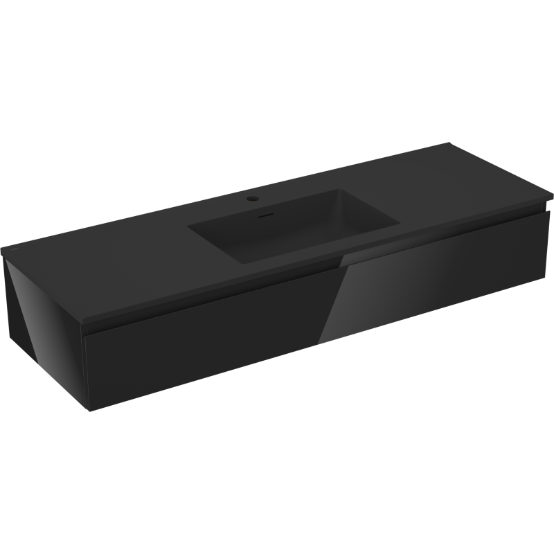 Mexen Orio meuble de salle de bain 140 cm avec lavabo Otis, 1 tiroir, noir brillant/noir mat - 91A10-14023-1-BF70-W18M71