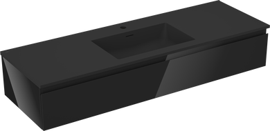 Mexen Orio meuble de salle de bain 140 cm avec lavabo Otis, 1 tiroir, noir brillant/noir mat - 91A10-14023-1-BF70-W18M71