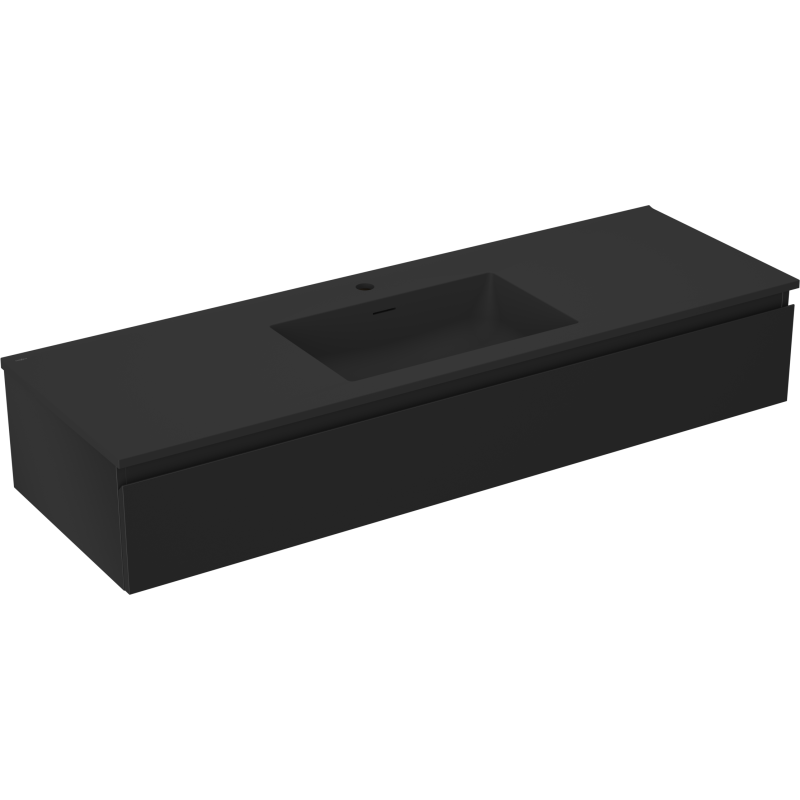Mexen Orio meuble de salle de bain 140 cm avec lavabo Otis, 1 tiroir, noir mat - 91A10-14023-1-BF71-W18M71