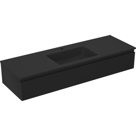 Mexen Orio meuble de salle de bains 140 cm avec lavabo Otis, 1 tiroir, noir mat - 91A10-14023-1-BF71-W18M71