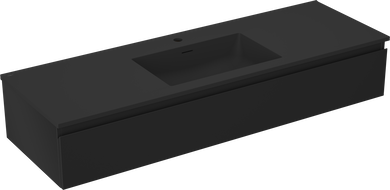 Mexen Orio meuble de salle de bains 140 cm avec lavabo Otis, 1 tiroir, noir mat - 91A10-14023-1-BF71-W18M71